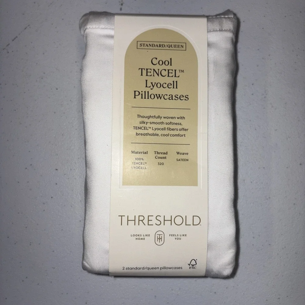 Threshold Cool Tencel Lyocell Pillowcases Standard/Queen White